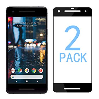Google Pixel 2 Tempered Glass Screen Protector. Luminira [2-Pack] with 9H Hardness Protector Film [HD Clear][Anti-Scratch] [Anti-Bubble] [Case Friendly] Compatible Google Pixel 2 [Black]