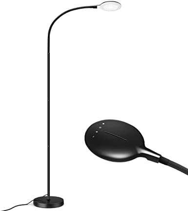 Floor Lamp,LED Floor Light,Flicker-Free Eye-Caring Reading Floor Standing Lamp,3 Color Modes x 5 Levels Dimmable Floor Light for Living Room Bedroom Office,8W,Touch Control Flexible Gooseneck,Black