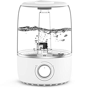 ASAKUKI Cool Mist Humidifier, 4L Top Fill Portable Ultrasonic Air Humidifier with Essential Oil Tray, Vaporizer with 360° Nozzle for Bedroom, Works Up to 20-60 Hours