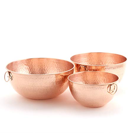 Old Dutch 964SH Solid Copper Stone Hammered Bowls-3 Piece Set Mixing/Beating one size