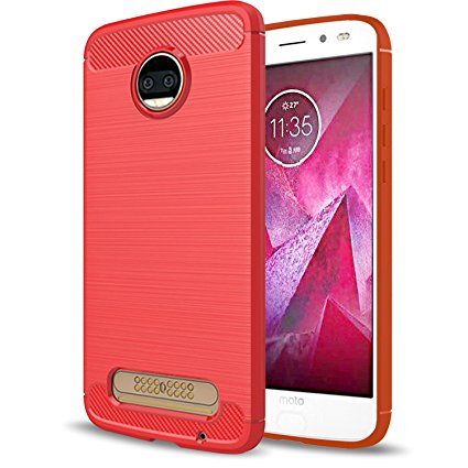 Moto Z2 Force Phone Case,Moto Z2 Force Accessories,AnoKe Full-body Hybrid Absorption Scratch Resistant Soft TPU Silicone Protective Cases Cover For Motorola Moto Z Force 2nd Generation HWLS Red