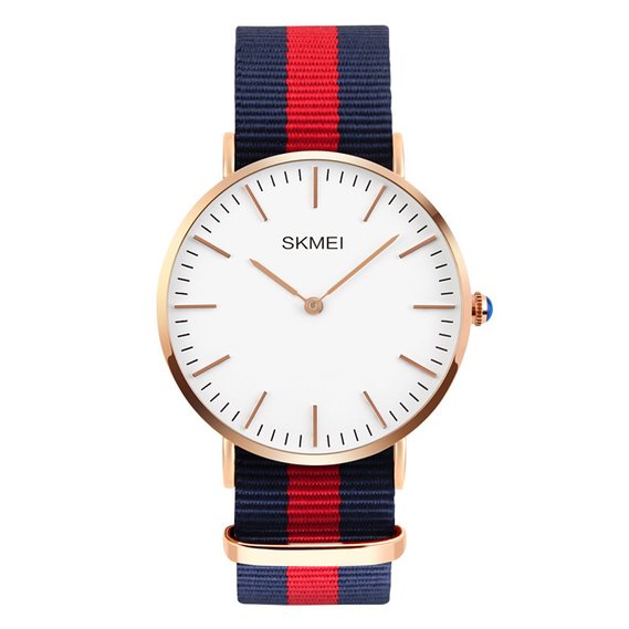 Mens Watch Nylon Band Casual Classic Stainless Steel Watch With Multi-Color Striped Band