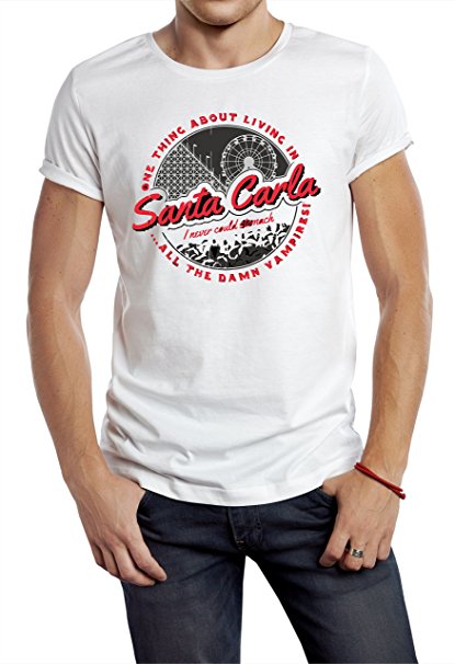 CorruptClothing Corrupt Clothing Men's Retro Santa Carla T-Shirt Logo Lost Boys Vampire Movie Inspired White Classic Tee - Size XXL