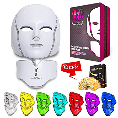 Red Light Therapy LED Face Mask Neck 7 Color | LED Mask Therapy Facial Photon For Healthy Skin Rejuvenation | Collagen, Anti Aging, Wrinkles, Scarring | Korean Skin Care, Facial Skin Care Mask