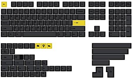 Cherry Profile Dye Sub Keycap Set Thick PBT Plastic Black Yellow Gentleman for gh60 xd64 xd84 xd96 tada68 87 104 Razer Corsair (Gentleman Set x1)