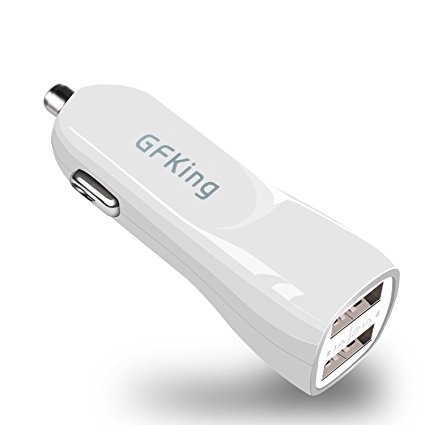 Car Charger, GFKing 36W 3-Port USB 3.1 Amp Smart Car Charger with ChargeWise Technology for iOS, Android and Windows Smartphones and Tablets