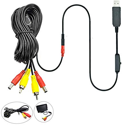 REARMASTER 12V USB Power Supply Kit for Car Rear View Camera and Monitor with RCA Connection