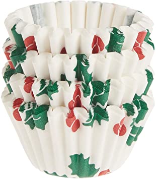 Fox Run Christmas Disposable Bake Cups, 1.5 x 1.5 x 0.75 inches, White