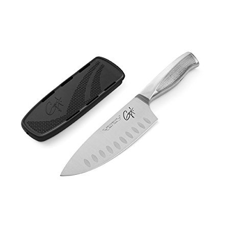 Guy Fieri Signature Stainless Steel Chef Knife with Sheath (6-Inch, Black)