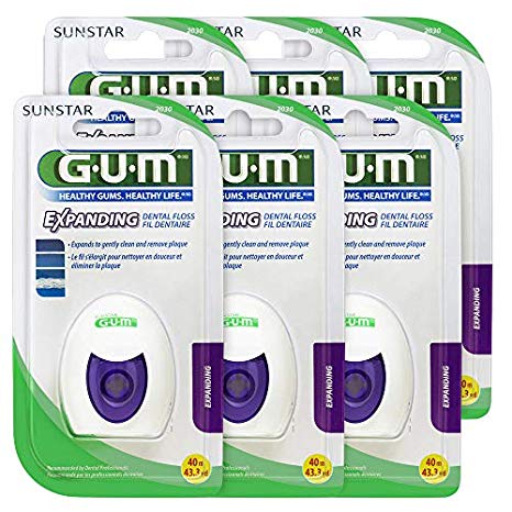 GUM Expanding Dental Floss, 43.3 Yards (Pack of 6)