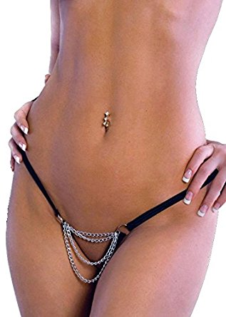 Body Zone Chain Front Crotchless Thong - UN016
