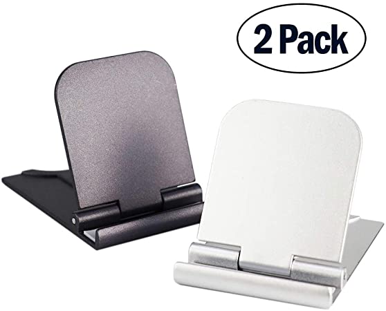 Cell Phone Stand, 2Pack Cellphone Holder for Desk Lightweight Portable Foldable Tablet Stands Desktop Dock Cradle for iPhone Android Smartphone iPad Office Supplies Accessories Gray Silver