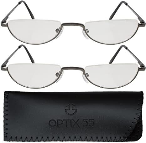 Reading Glasses Men - Half Frame Readers - 2 Pack Fashion Men's Reading Glasses with Pouch