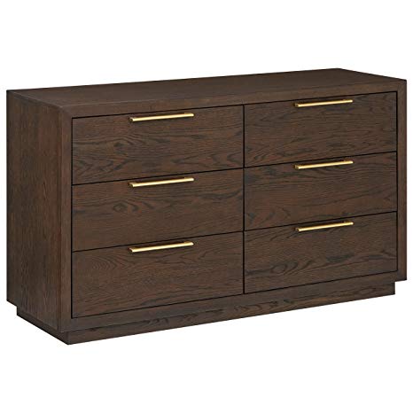 Rivet West Mid-Century Distinct Grain Dresser, 60" W, Dark Oak Finish