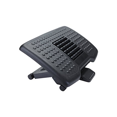 Mind Reader ' Comfy'  Adjustable Height Ergonomic Foot Rest with Massage Rollers , Black