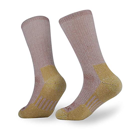 SOLAX Mens Women's Merino Wool Hiking Socks 2 Pairs Outdoor Trail Crew Socks