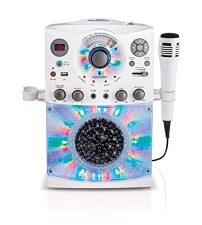 Singing Machine SML385BTW Top Loading CDG Karaoke System with Bluetooth, Sound and Disco Light Show (White)