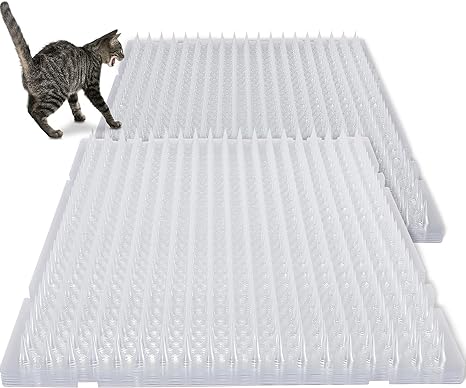 12 Pieces Cat Repellent Outdoor Mat Cats Dogs Plastic Mats with Spikes Clear Spiked Deterrent Pet Mat for Outdoor Garden Window Sofa(Big and Small Spikes, 16 X 13 Inches)