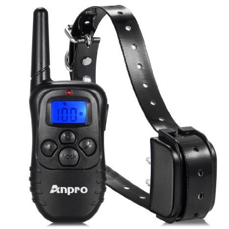 Anpro DC-25 330 yards Rechargeable Remote Dog Training Collar with Beep, Vibration and Shock for 15 to 100 lb Breed Dog Vibration/Shock Electronic Electric Bark Collar