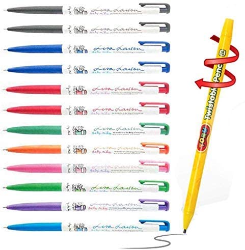 Xeno Slim Ball point Pens - Baby Mikey 0.38mm 9 Color mix (Pack of 12) With twistable pencil