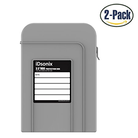 iDsonix 2x Professional Premium Anti-Static Hard Drive Protection Box for 3.5 Inch HDD Storage Moistureproof Dustproof Shockproof -Gray