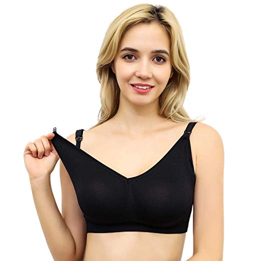 Bstba Maternity Seamless Bralette Nursing Bra for Breastfeeding and Sleeping, S-XL Plus Size with Clips