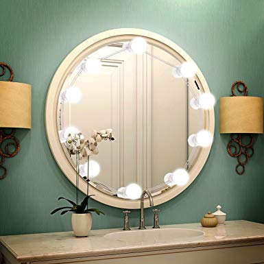 LED Vanity Mirror Lights, Lifelf Makeup Mirror Light Hollywood Style with 10 Dimmable LED Bulbs Kit with USB Powered for Makeup Table Set in Bathroom, Dressing Room,Bedroom-White