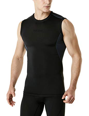 Tesla Mens R Neck Sleeveless Muscle Tank Dry Compression Baselayer MUA05/MUA75/R15