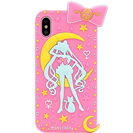 iPhone Xs Max Case, MC Fashion Cute 3D Japan Cartoon Sailor Moon Crystal, Soft and Slim Silicone Case for Apple iPhone Xs Max (2018) 6.5-Inch (Sailor Moon/Pink)