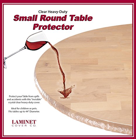 LAMINET Plastic Elastic Fitted Table Cover Protectors - CLEAR - Small Round - Fits tables up to 44” Diameter