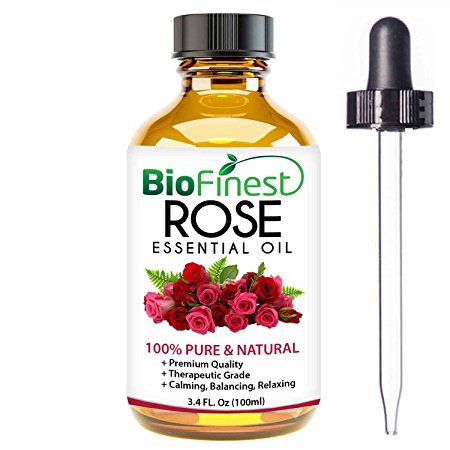 Biofinest Rose Essential Oil - 100% Pure Organic Therapeutic Grade - Best for Aromatherapy, Mood Relaxing, Balance Hormone, Ease Headache Cramp Wrinkles Stretch Mark - FREE E-Book & Dropper (100ml)