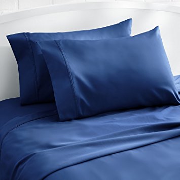 Mayfair Linen 500 Thread Count 100% Egyptian Cotton 2pc Set of Pillow Cases, Silky Soft & Durable - Standard/Queen Size - Navy Blue