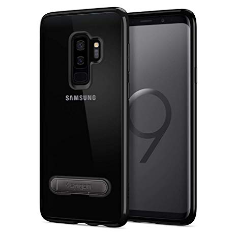 Galaxy S9 Plus Case Spigen Ultra Hybrid S - Slim Clear Protection Air Cushion Technology and Magnetic Metal Kickstand for Samsung Galaxy S9 Plus (2018) - Midnight Black