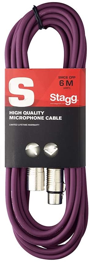 Stagg SMC6 CPP 6 m XLR to XLR Microphone Cable - Purple