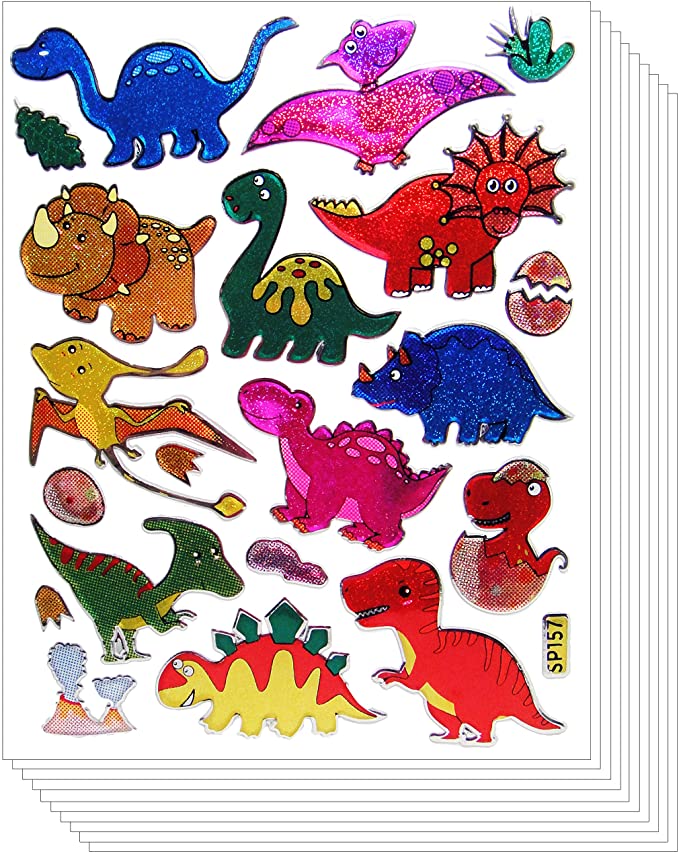 Jurassic World Dinosaur Scrapbook Stickers Shapes Novelty for Kid (10 Sheets)