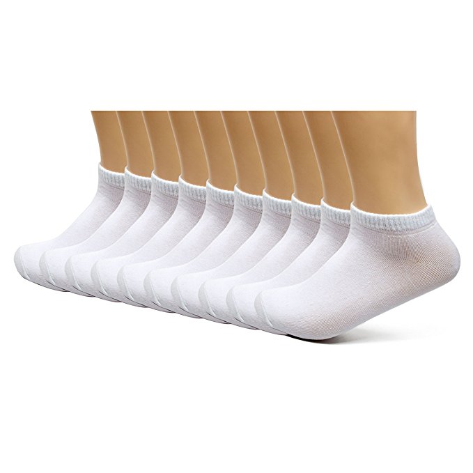 Newin Men's 10-Pack Comfort Low Cut Cotton Socks for 10-13 Sock/8-12 Shoe MS01