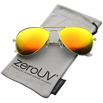 zeroUV - Premium Flash Mirror Lens Aviator Sunglasses (Nickel Plated Metal Frame)