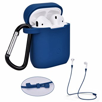 Airpods Case Strap Set - Filoto Waterproof Silicone Cover for Apple Airpod (Navy)