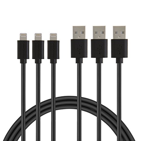 iPhone charger, (3-PACK) CableCreation Lightning to USB Data Sync Cable for iPhone 6S iPhone 6,iPhone 5/5S/5C, [Apple MFi Certified] Black, L=10ft/3m