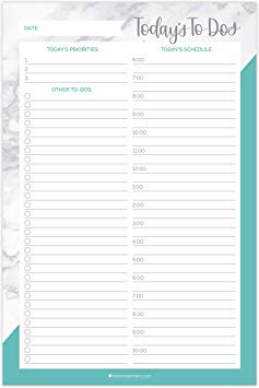 bloom daily planners Undated Daily Timed to-Do List Pad - Tear Off Planning Sheets - 6" x 9" - Color Blocking Marble