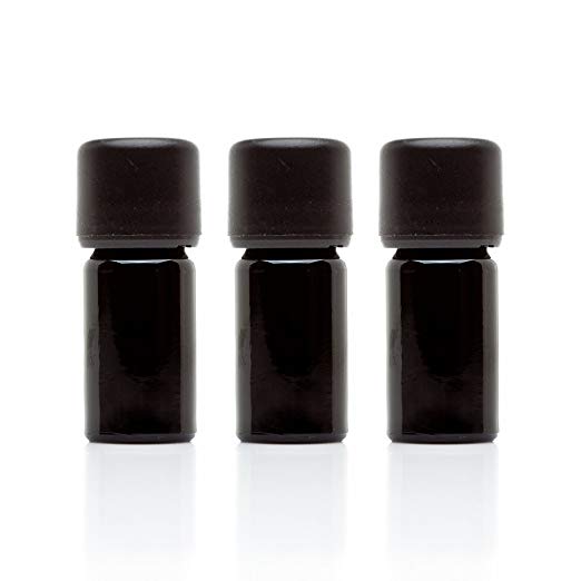 Infinity Jars 5 Ml (.17 fl oz) Black Ultraviolet Glass Essential Oil Bottle w/Euro Dropper Cap 3-Pack