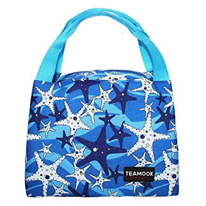 TEAMOOK Lunch Bag for Adults and Kids Lunch Tote Box Cool Bag with PVC Card Pouch Sky Blue