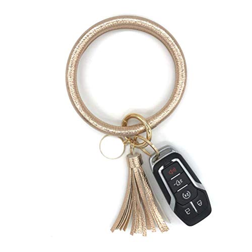 simpleGURU Bracelet Keychain with Tassel Leather Wristlet Keychain Bangle Key Ring Bracelet for Women and Girls