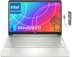 HP 15 Laptop (15.6" HD Touchscreen, Intel Core i3-1215U (&gt; i5-1235U), 16GB RAM, 512GB SSD) Home & Business, 10.75-Hr Battery Life, Numpad, Webcam, Wi-Fi, IST Hub, Win 11 Home w/AI Copilot, Silver