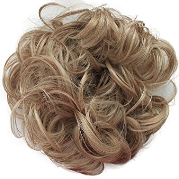 PRETTYSHOP Scrunchie Scrunchy Bun Up Do Hair piece Hair Ribbon Ponytail Extensions Wavy Curly or Messy blonde mix 27/613