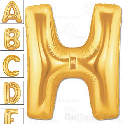 40 Inch Giant Jumbo Helium Foil Mylar Balloons for Party Decorations (Premium Quality), Matte Gold, Letter H