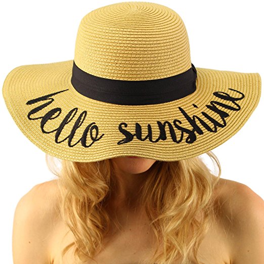 C.C Fun Verbiage Elegant Wide Brim 4" Summer Derby Beach Pool Floppy Dress Sun Hat