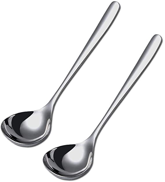 Wenkoni Small Soup Ladles,Sauce ladles, Gravy Soup Spoons Ladles,2 Pack SUS 304(18/10) Non-magnetic Stainless Steel 8‘’ Ladles (Color:Silver).