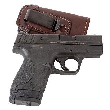 The Defender Leather IWB Holster - Lifetime Warranty - Made in USA - For S&W M&P Shield - GLOCK 17 19 22 23 32 33 / Springfield XD & XDS / Plus All Similar Sized Handguns