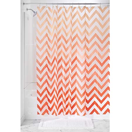 InterDesign Ombre Chevron PVC-Free 4.8 Gauge PEVA Shower Curtain - 72" x 72", Coral Multi Color